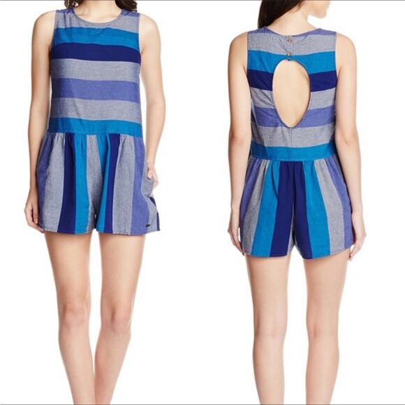 ROXY Madras Open Back Shorts Romper size Small - Picture 3 of 4